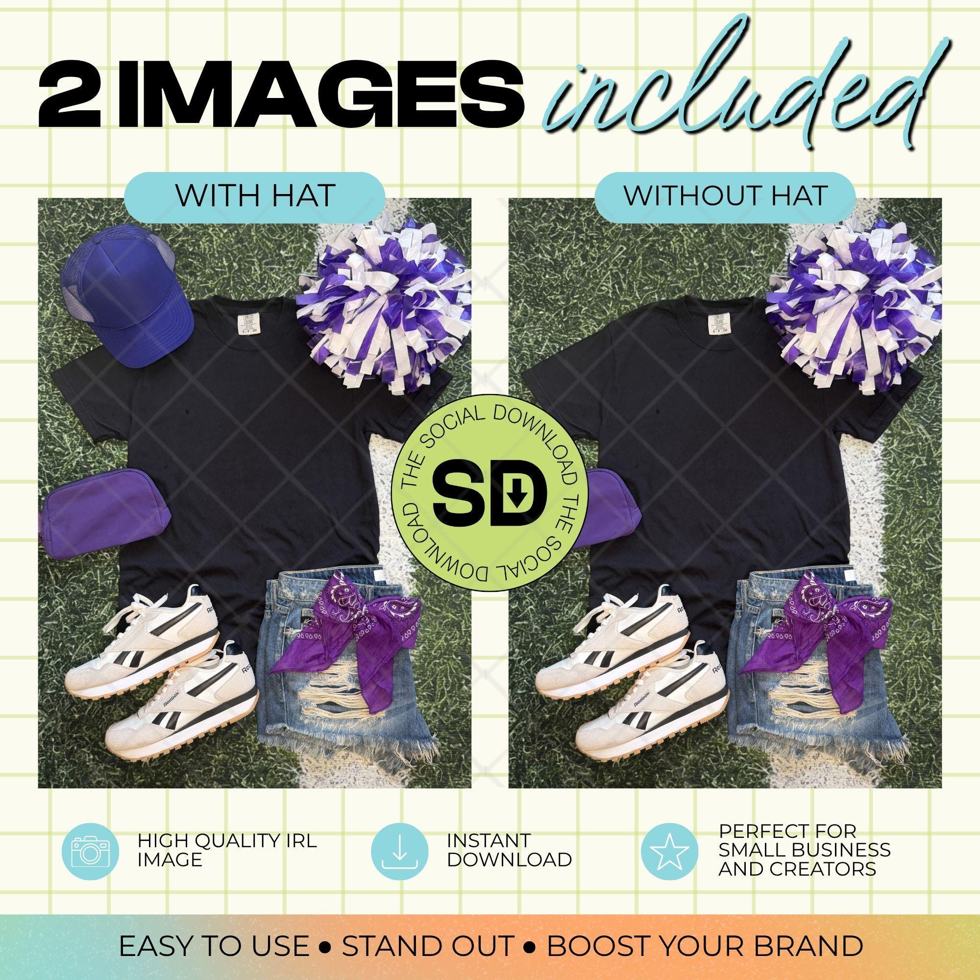 1717 Comfort Colors Black Mock Up- Purple School Spirit Accessories (1717-CC-Black-GSW-Purple)