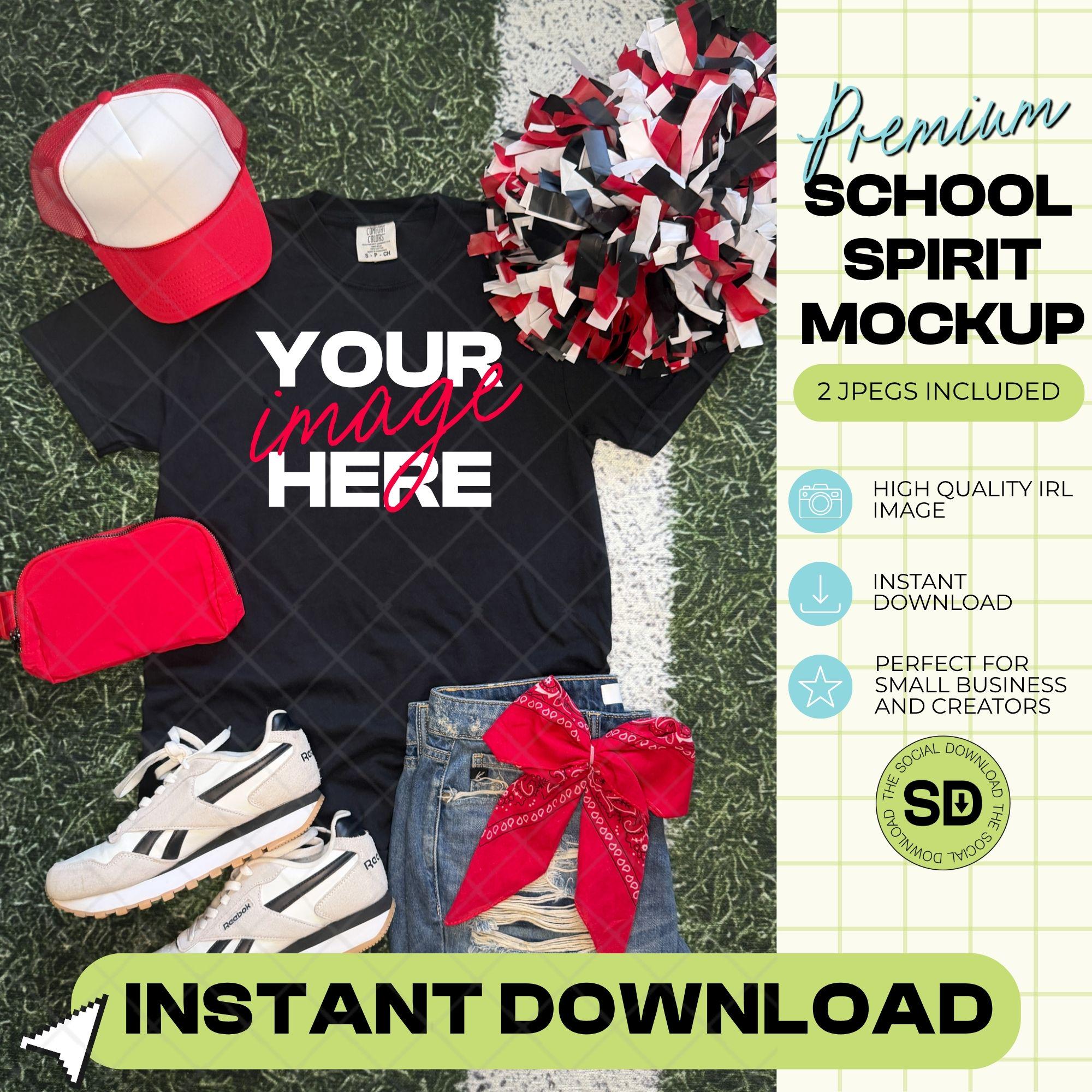 1717 Comfort Colors Black Mock Up- Red School Spirit Accessories (1717-CC-Black-GSW-Red)