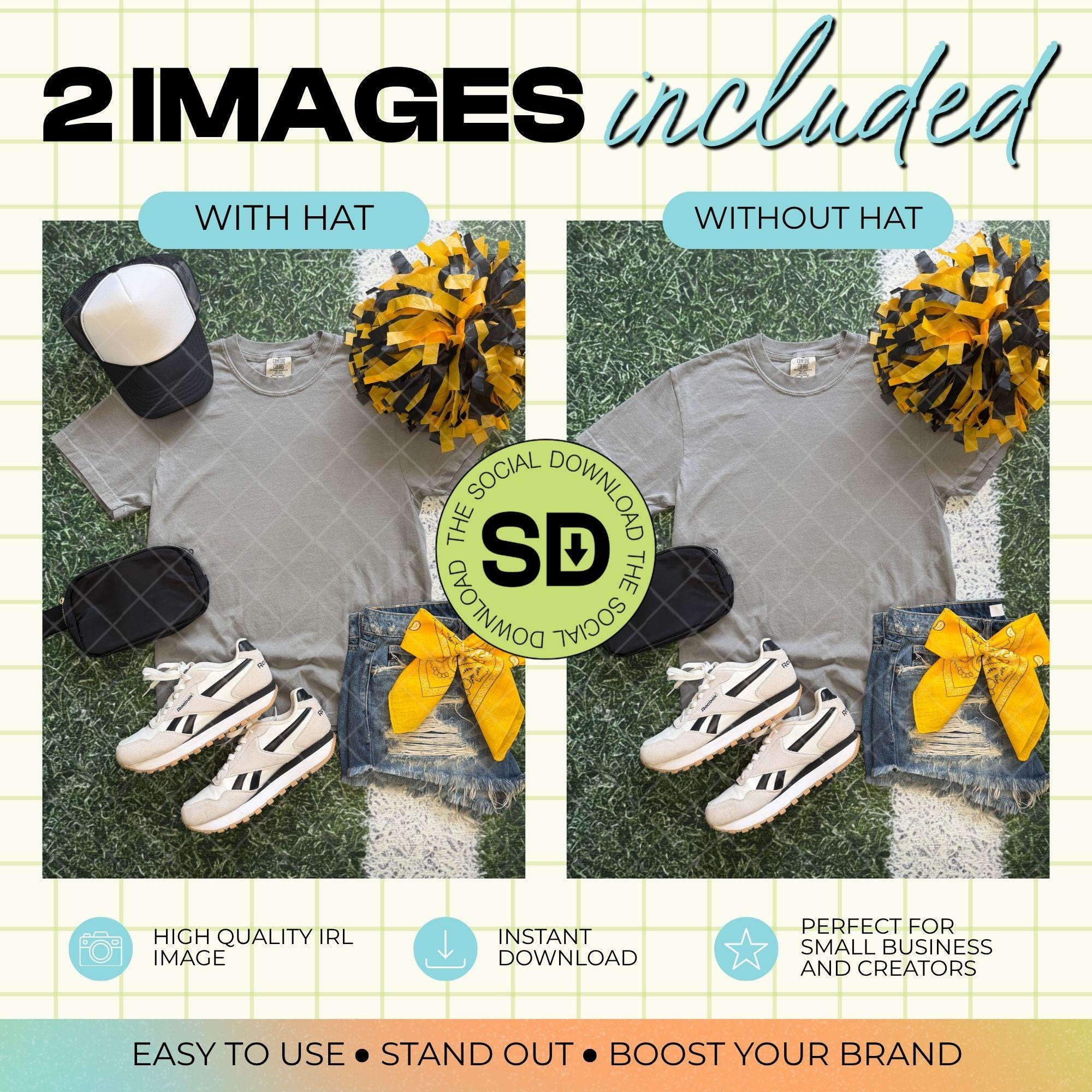 1717 Comfort Colors Grey Mock Up- Gold School Spirit Accessories (1717-CC-Grey-GSW-Gold)