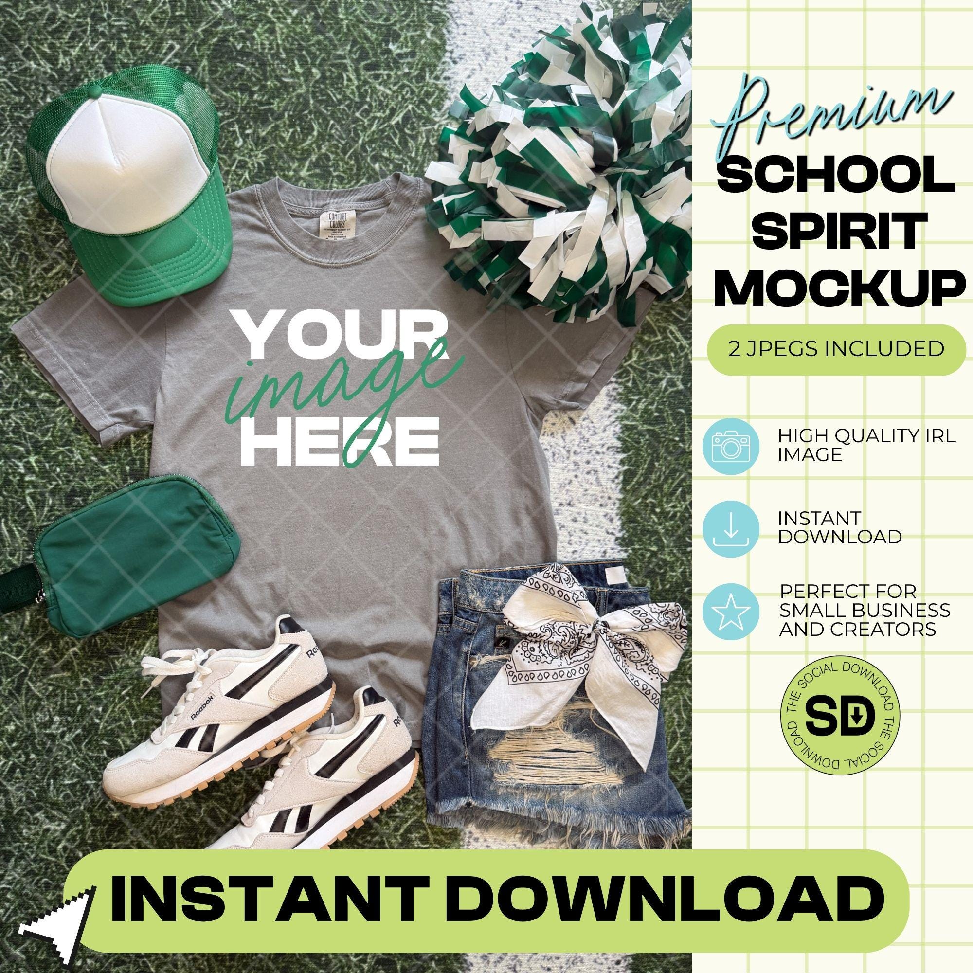 1717 Comfort Colors Grey Mock Up- Kelly School Spirit Accessories (1717-CC-Grey-GSW-Kelly)