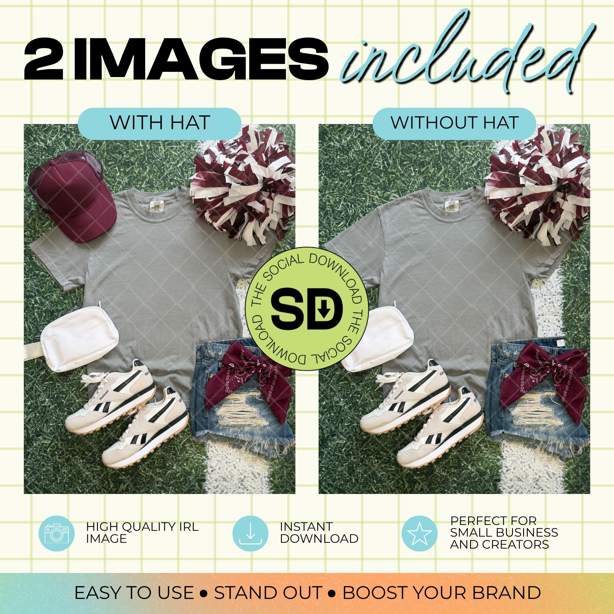 1717 Comfort Colors Grey Mock Up- Maroon School Spirit Accessories (1717-CC-Grey-GSW-Maroon)