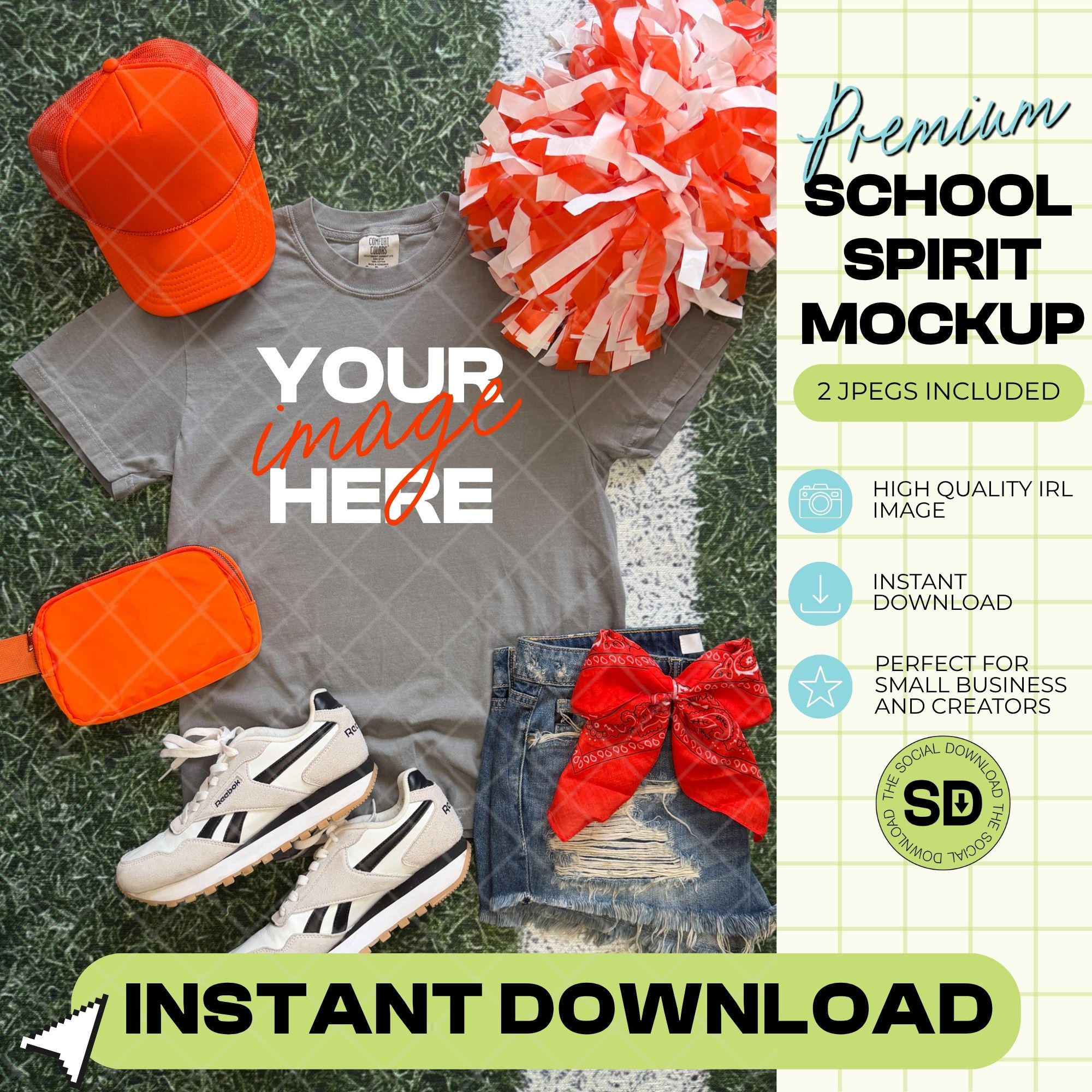 1717 Comfort Colors Grey Mock Up- Orange School Spirit Accessories (1717-CC-Grey-GSW-Orange)