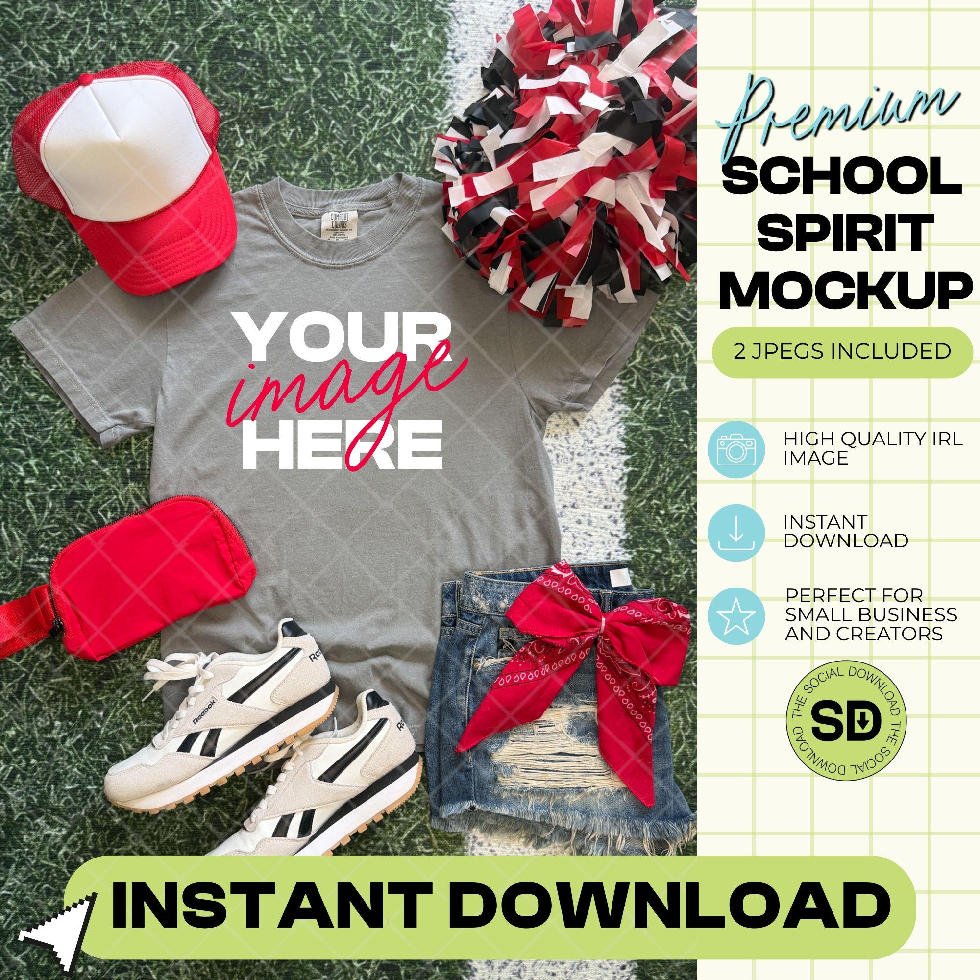 1717 Comfort Colors Grey Mock Up- Red School Spirit Accessories-(1717-CC-Grey-GSW-Red)