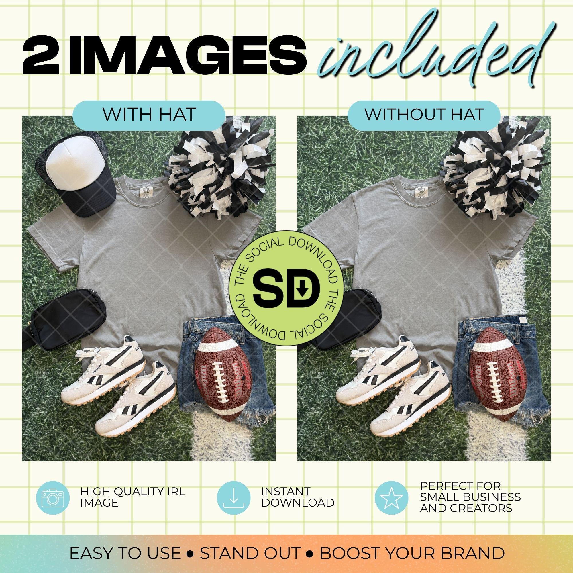 1717 Comfort Colors Grey Football Mock Up- Black School Spirit Accessories (1717-CC-Grey-FB-Black)
