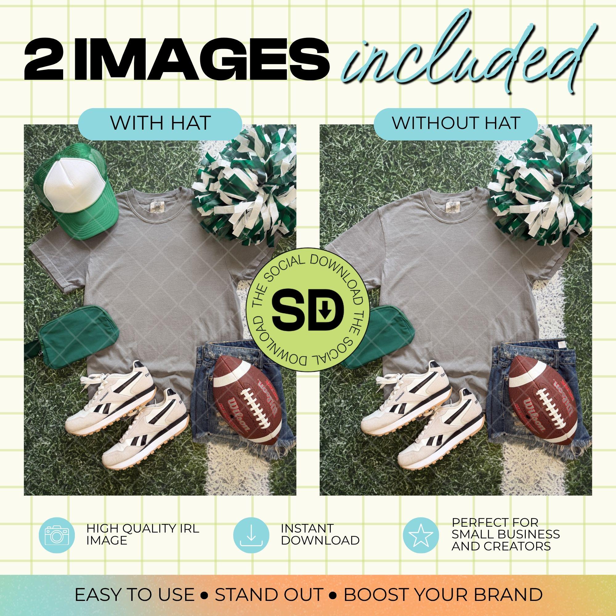 1717 Comfort Colors Grey Football Mock Up- Kelly School Spirit Accessories (1717-CC-Grey-FB-Kelly)