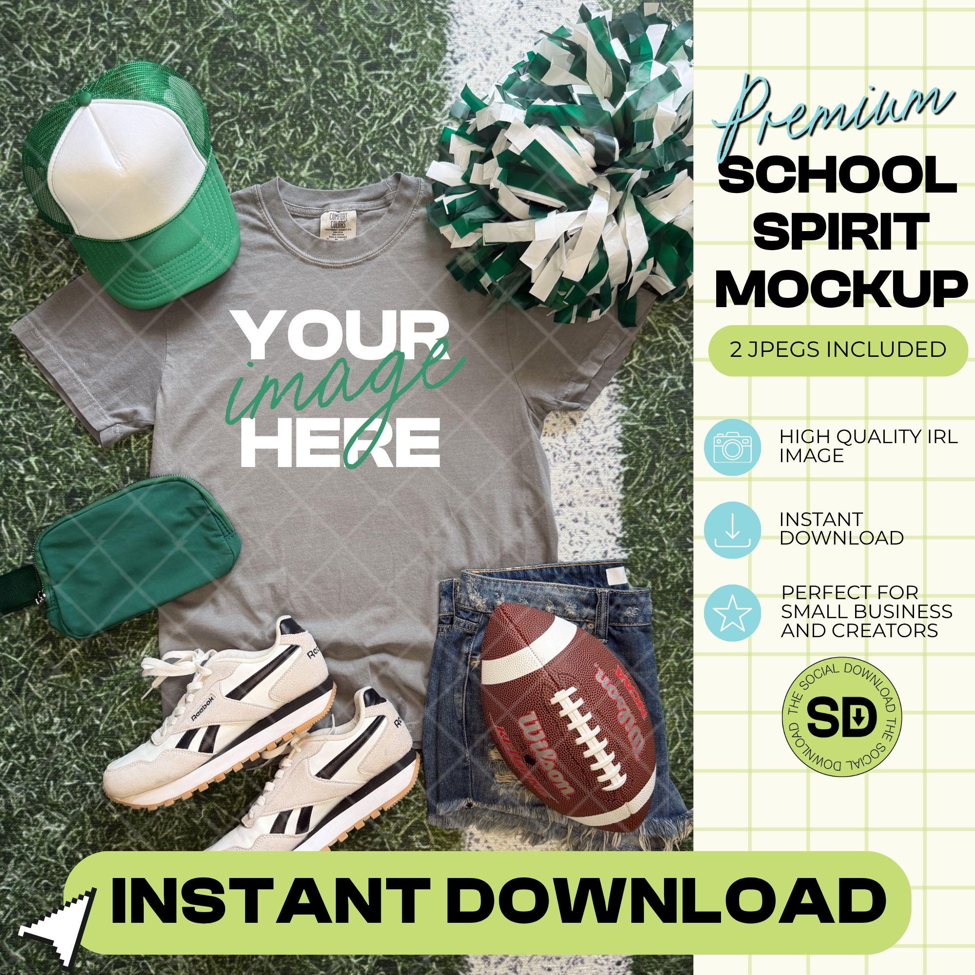 1717 Comfort Colors Grey Football Mock Up- Kelly School Spirit Accessories (1717-CC-Grey-FB-Kelly)