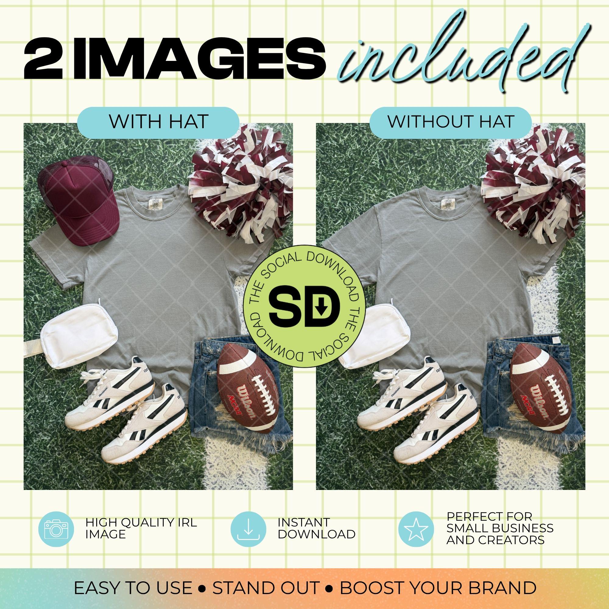 1717 Comfort Colors Grey Football Mock Up- Maroon School Spirit Accessories (1717-CC-Grey-FB-Maroon)