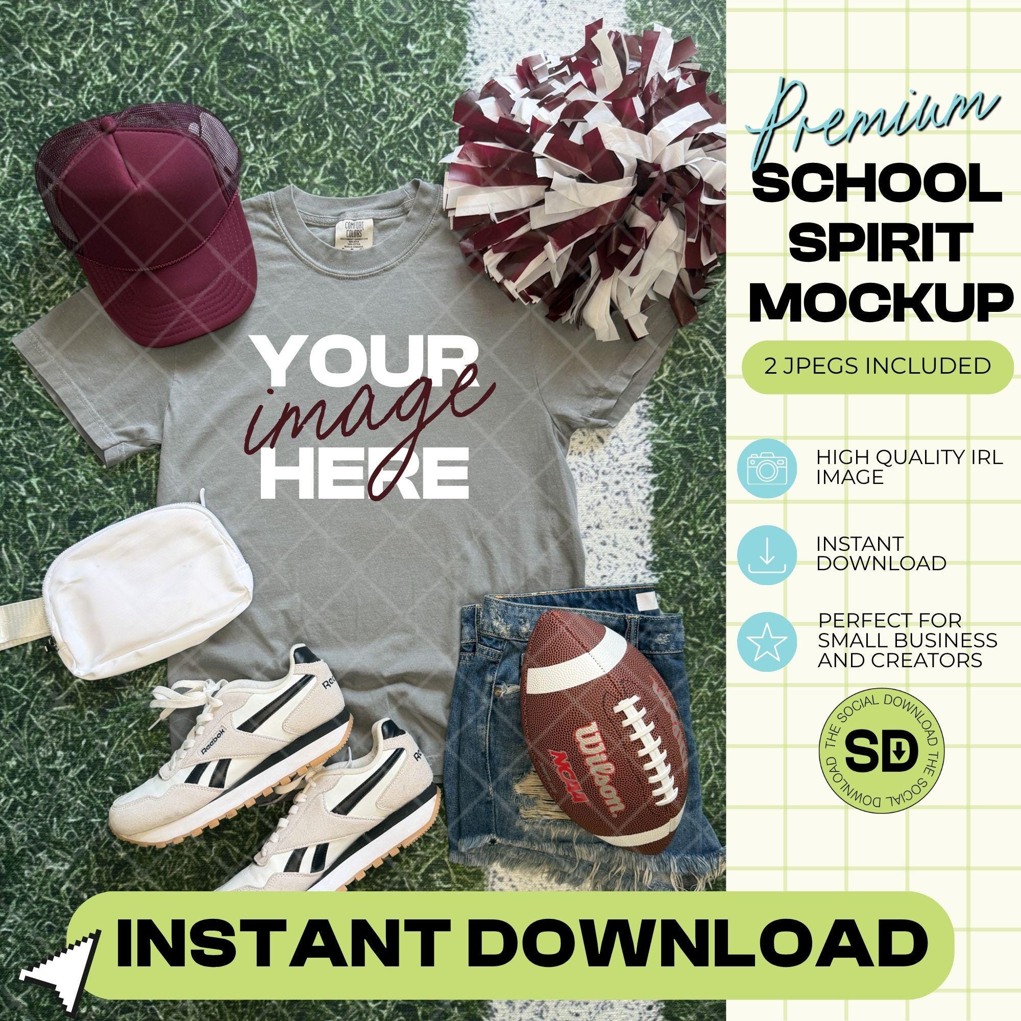 1717 Comfort Colors Grey Football Mock Up- Maroon School Spirit Accessories (1717-CC-Grey-FB-Maroon)