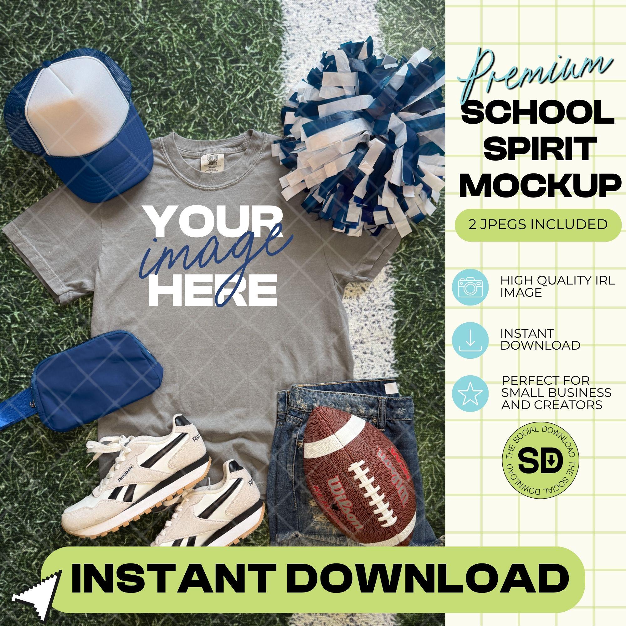 1717 Comfort Colors Grey Football Mock Up- Navy School Spirit Accessories (1717-CC-Grey-FB-Navy)