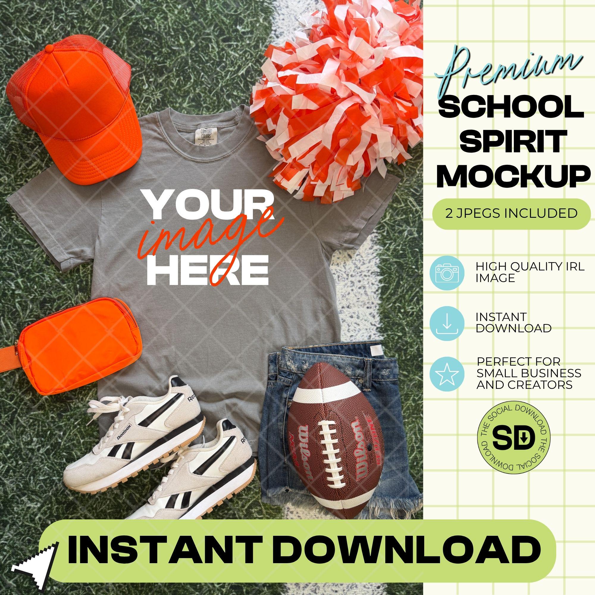 1717 Comfort Colors Grey Football Mock Up- Orange School Spirit Accessories (1717-CC-Grey-FB-Orange)