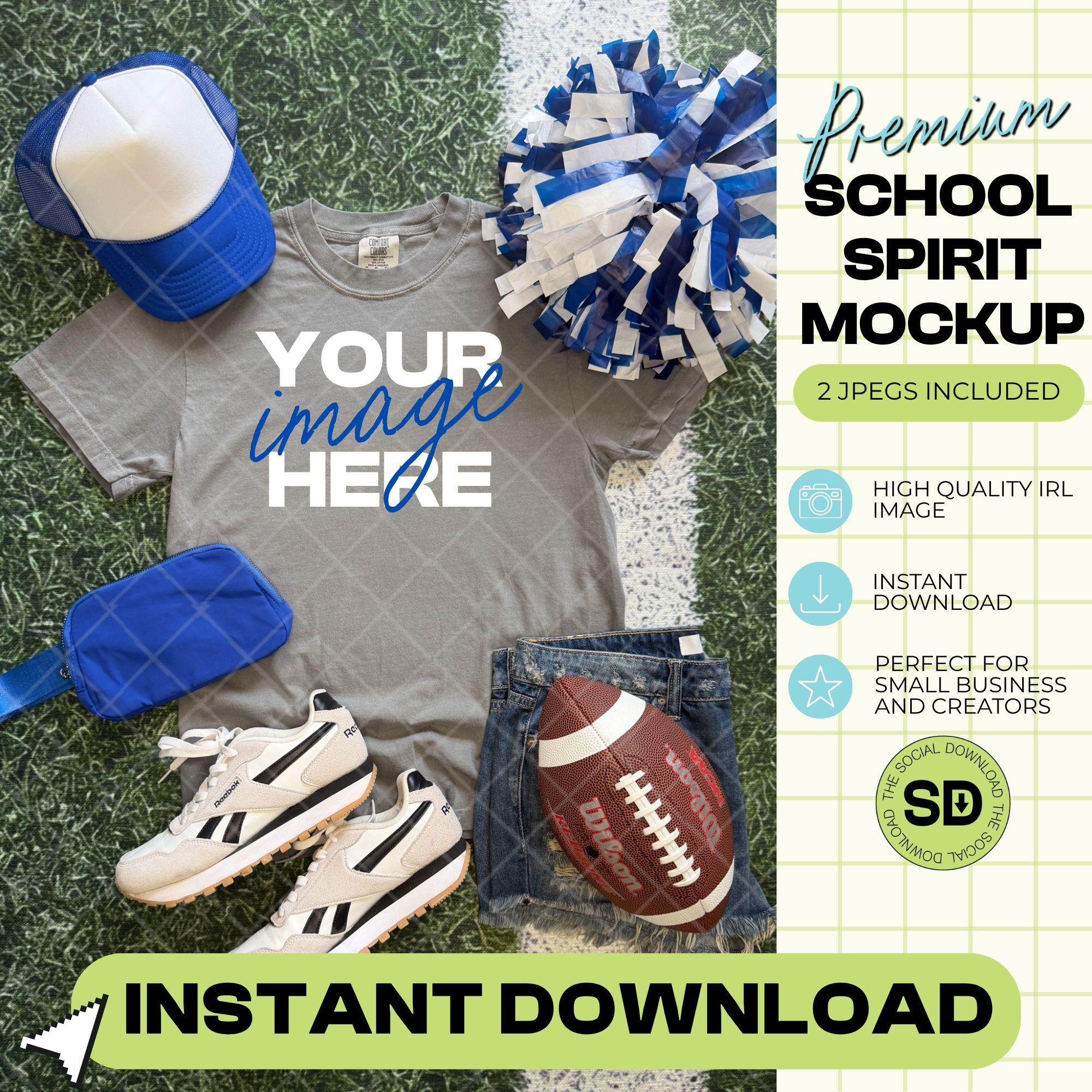 1717 Comfort Colors Grey Football Mock Up- Royal School Spirit Accessories (1717-CC-Grey-FB-Royal)