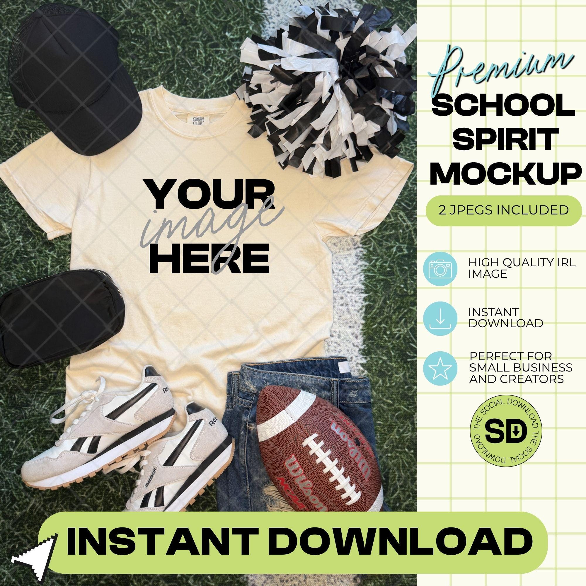 1717 Comfort Colors Ivory Football Mock Up- Black School Spirit Accessories  (1717-CC-Ivory-FB-Black)