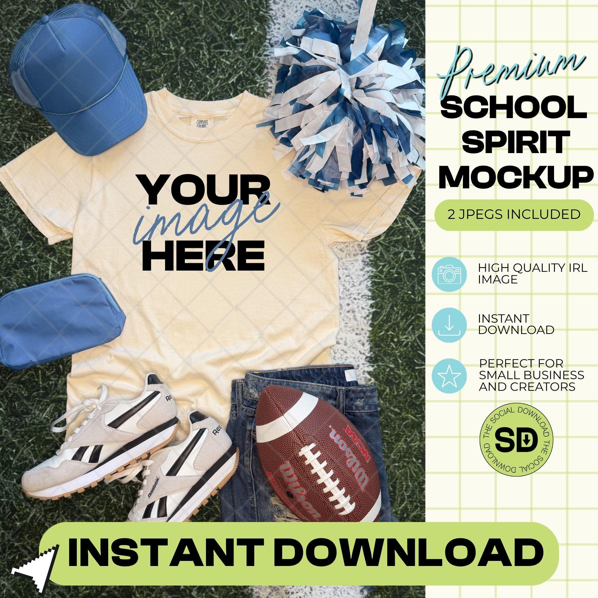 1717 Comfort Colors Ivory Football Mock Up- Columbia School Spirit Accessories  (1717-CC-Ivory-FB-Columbia)