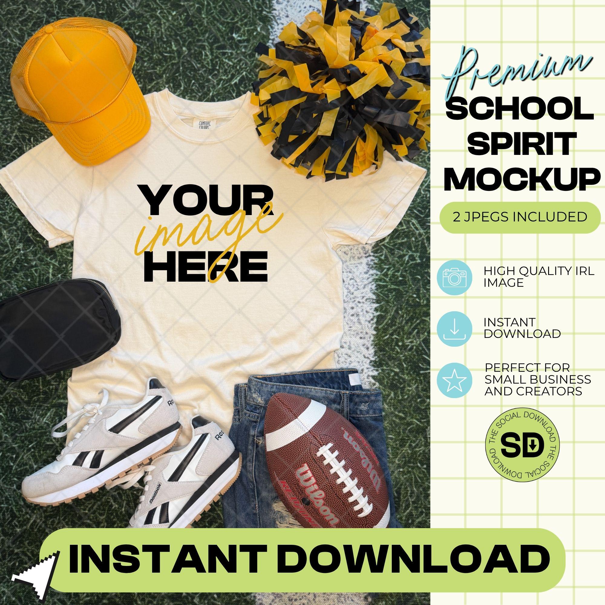 1717 Comfort Colors Ivory Football Mock Up- Gold School Spirit Accessories (1717-CC-Ivory-FB-Gold)