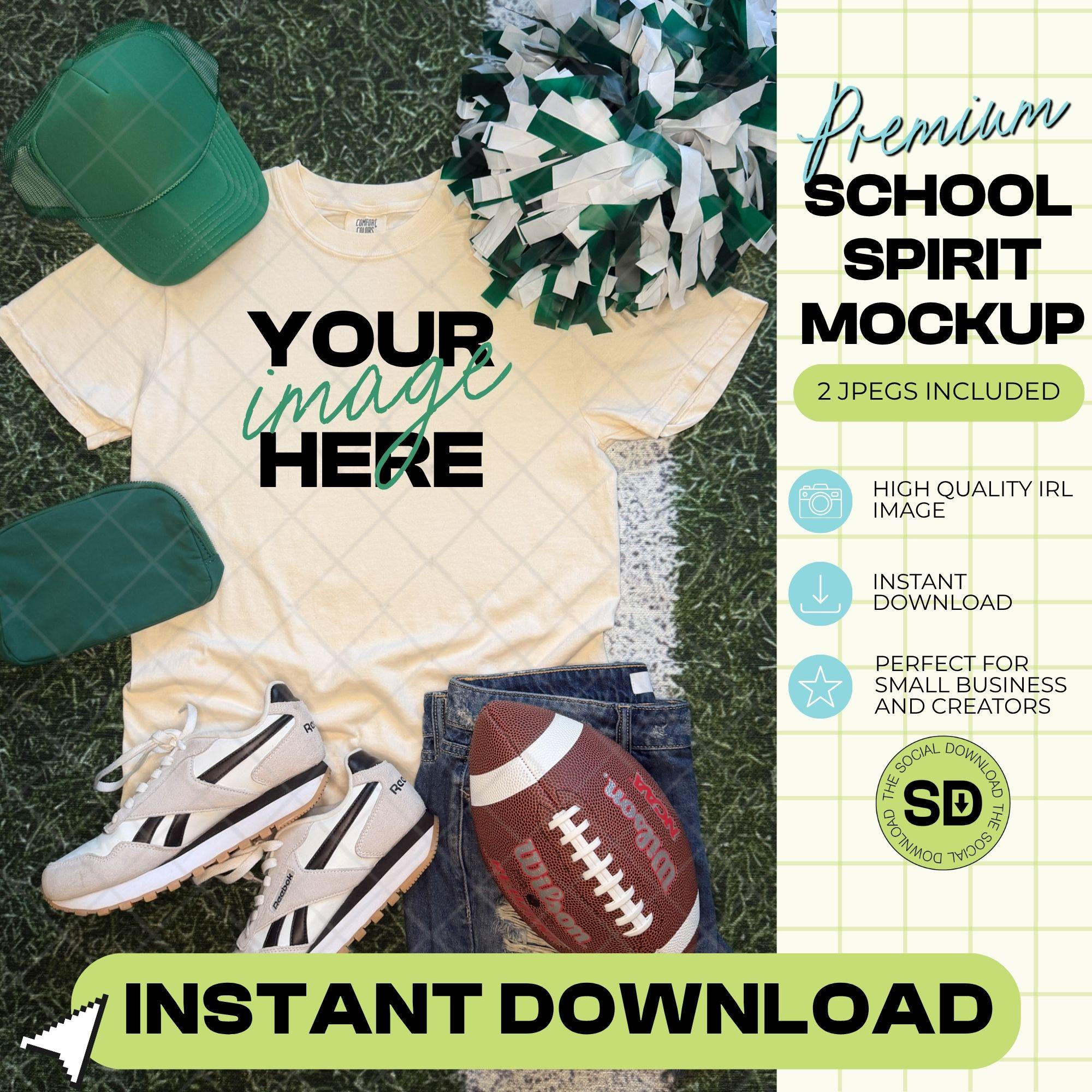 1717 Comfort Colors Ivory Football Mock Up- Kelly School Spirit Accessories (1717-CC-Ivory-FB-Kelly)