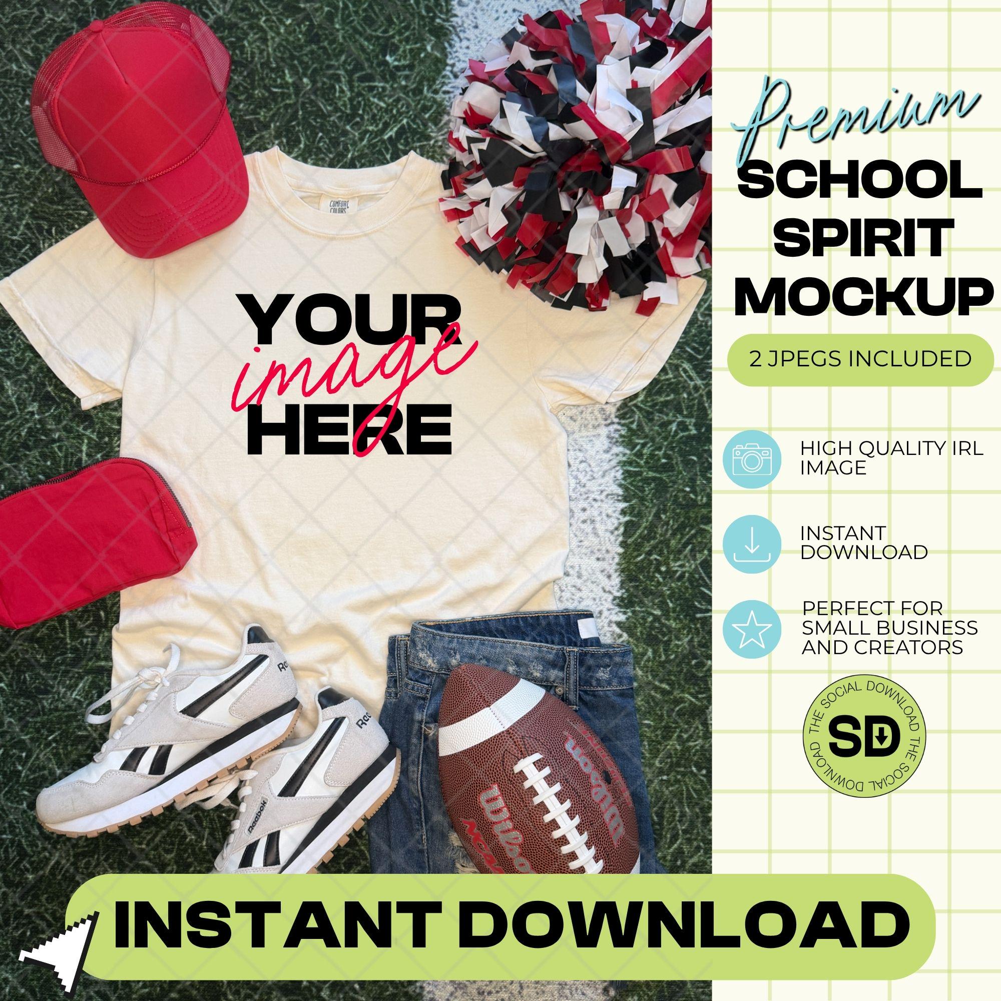 1717 Comfort Colors Ivory Football Mock Up- Red School Spirit Accessories  (1717-CC-Ivory-FB-Red)