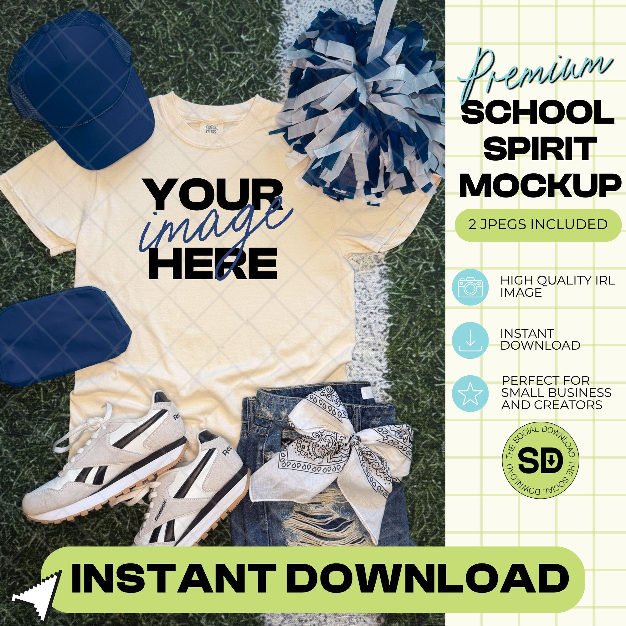 1717 Comfort Colors Ivory Mock Up- Navy School Spirit Accessories - (1717-CC-Ivory-GSW-Navy)