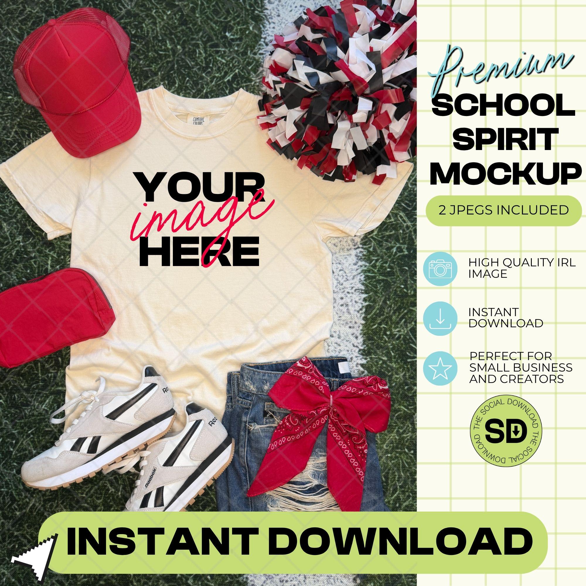 1717 Comfort Colors Ivory Mock Up- Red School Spirit Accessories  (1717-CC-Ivory-GSW-Red)
