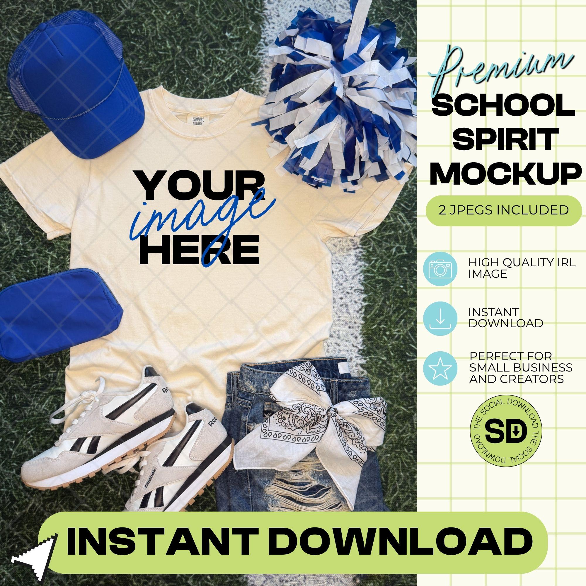 1717 Comfort Colors Ivory Mock Up- Royal School Spirit Accessories (1717-CC-Ivory-GSW-Royal)