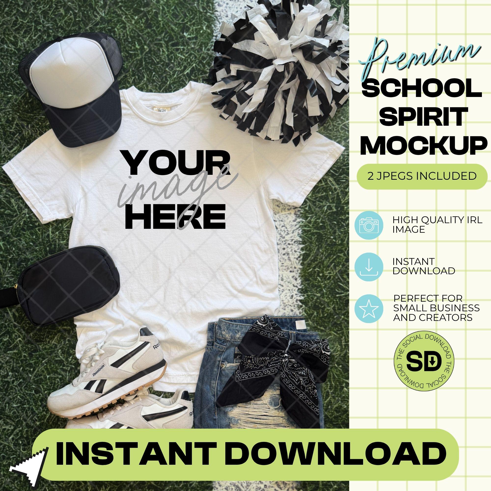 1717 Comfort Colors White Mock Up- Black School Spirit Accessories (1717-CC-White-GSW-Black)