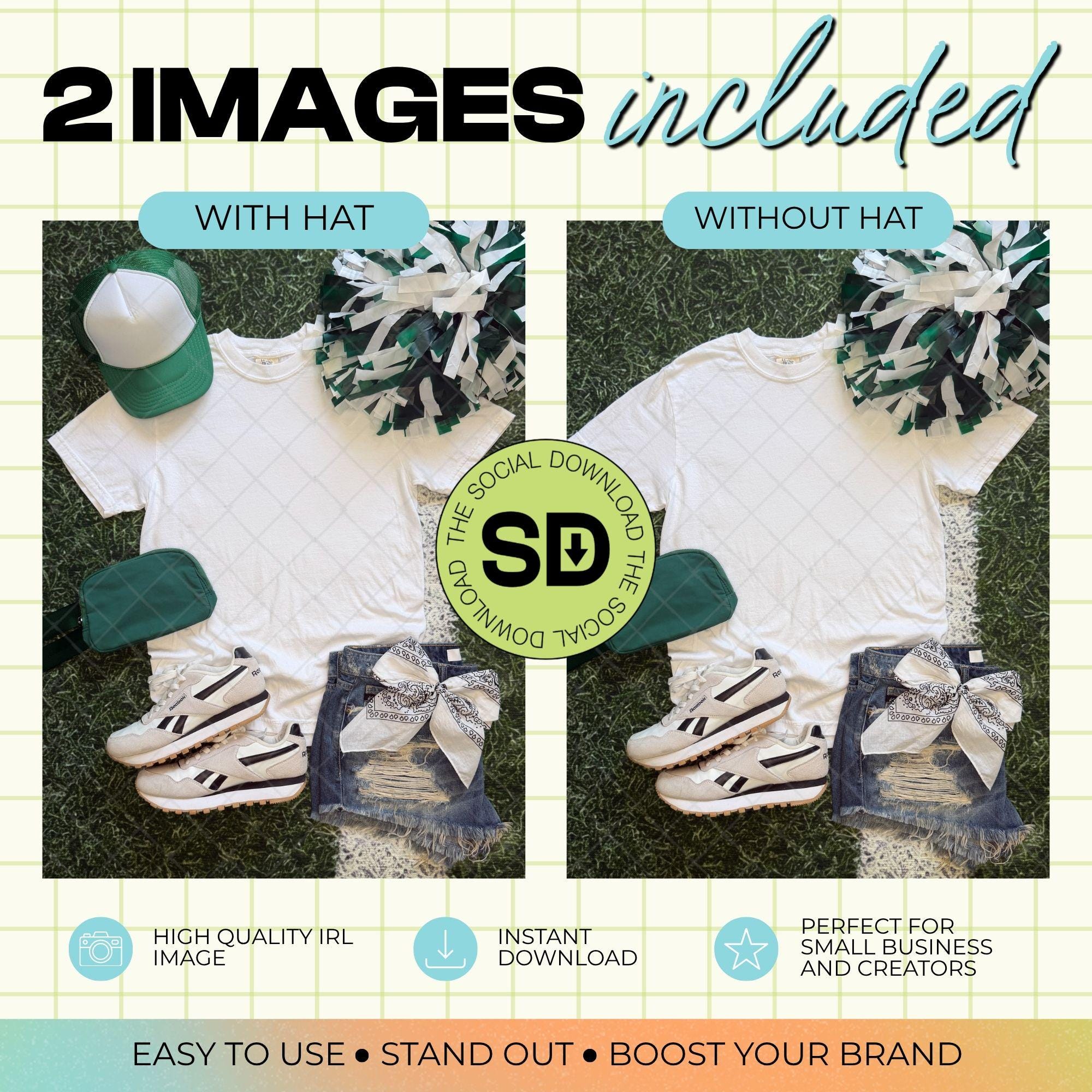 1717 Comfort Colors White Mock Up- Kelly School Spirit Accessories (1717-CC-White-GSW-Kelly)