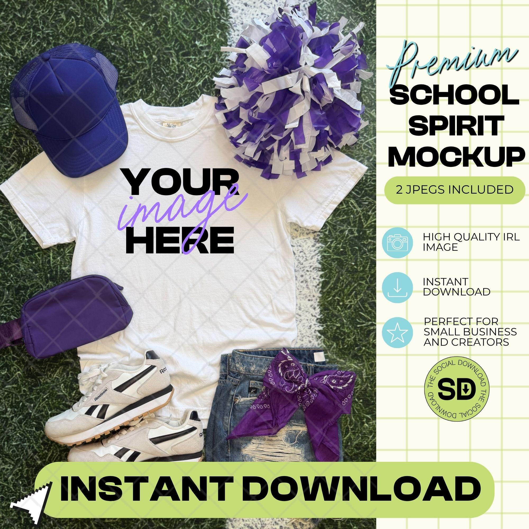 1717 Comfort Colors White Mock Up- Purple School Spirit Accessories (1717-CC-White-GSW-Purple)
