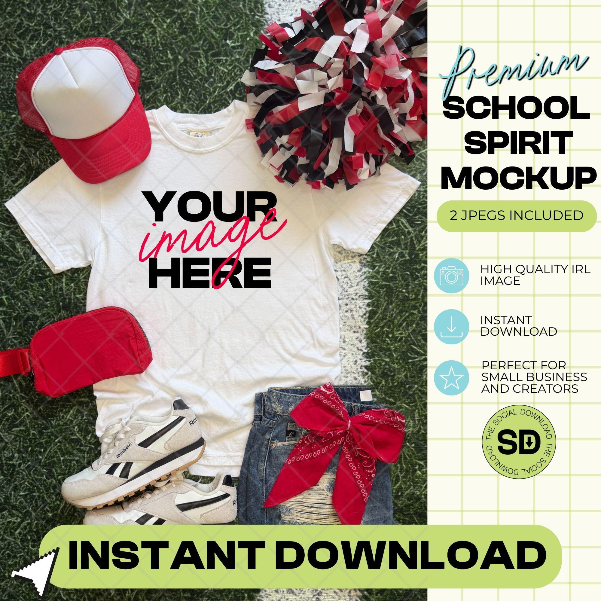 1717 Comfort Colors White Mock Up- Red School Spirit Accessories (1717-CC-White-GSW-Red)