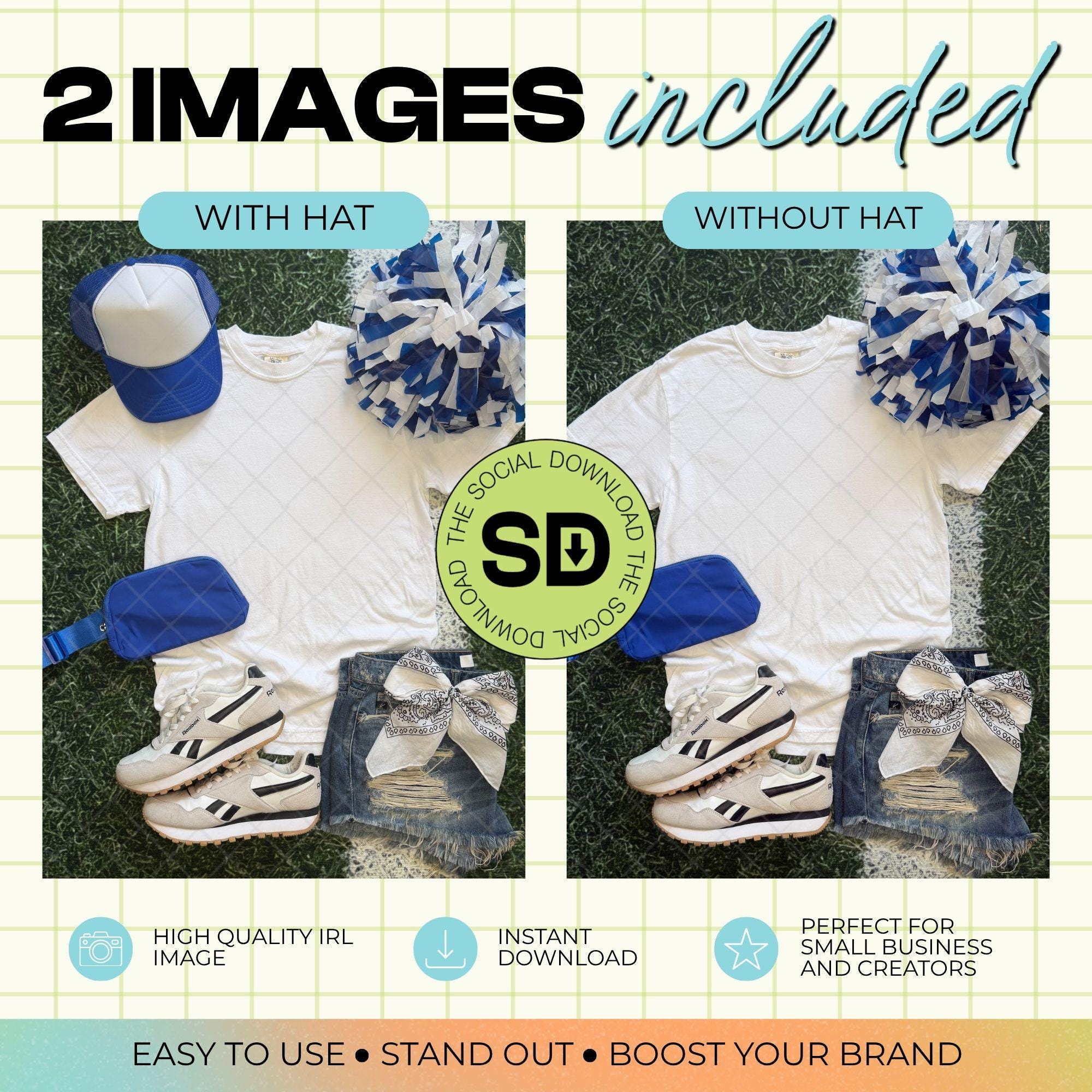 1717 Comfort Colors White Mock Up- Royal School Spirit Accessories (1717-CC-White-GSW-Royal)