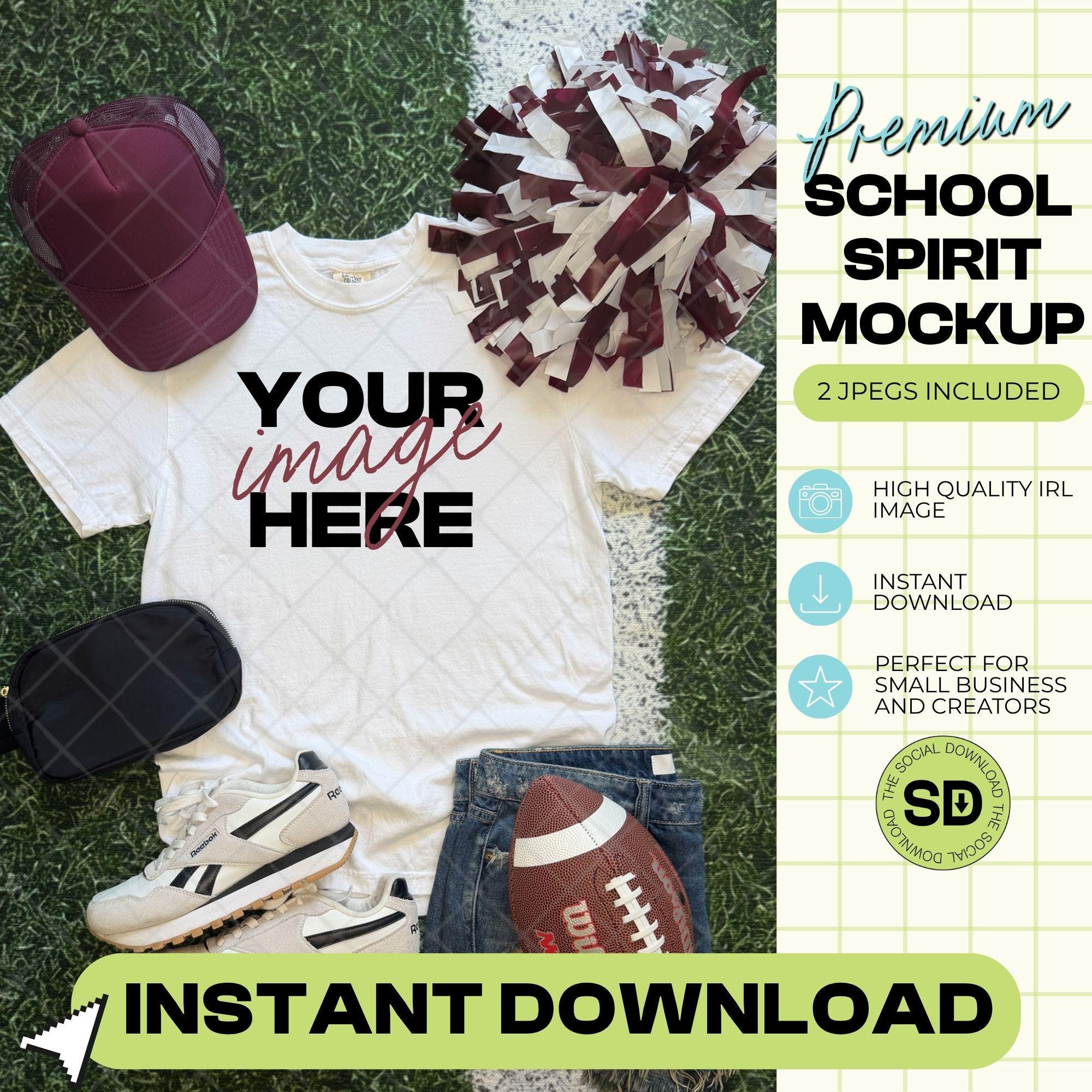 1717 Comfort Colors White Football Mock Up- Maroon School Spirit Accessories (1717-CC-White-FB-Maroon)