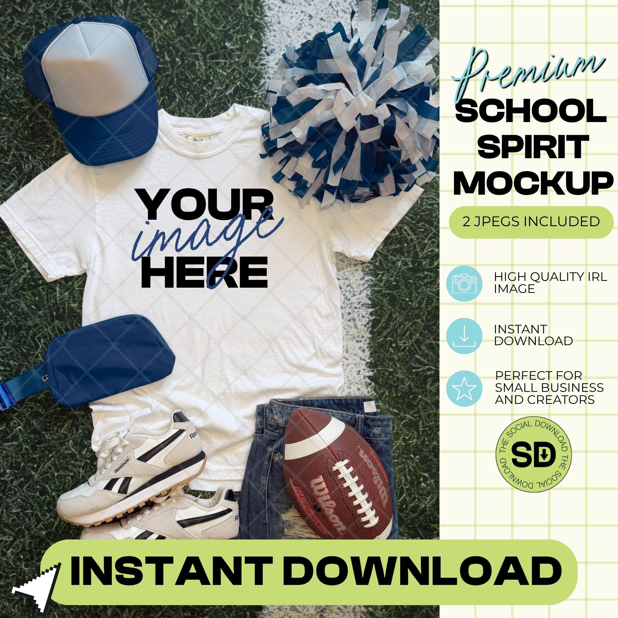 1717 Comfort Colors White Football Mock Up- Navy School Spirit Accessories (1717-CC-White-FB-Navy)