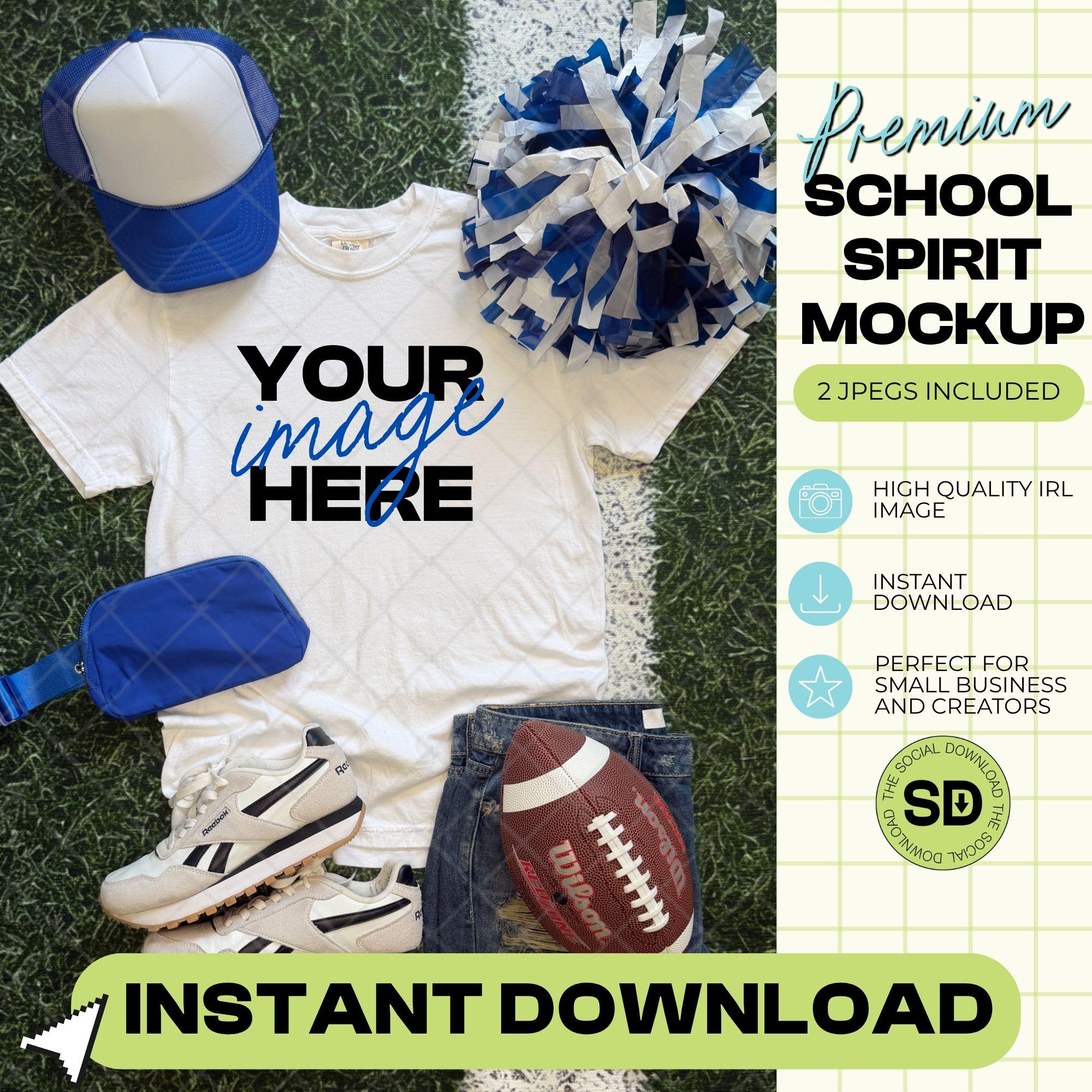 1717 Comfort Colors White Football Mock Up- Royal School Spirit Accessories (1717-CC-White-FB-Royal)
