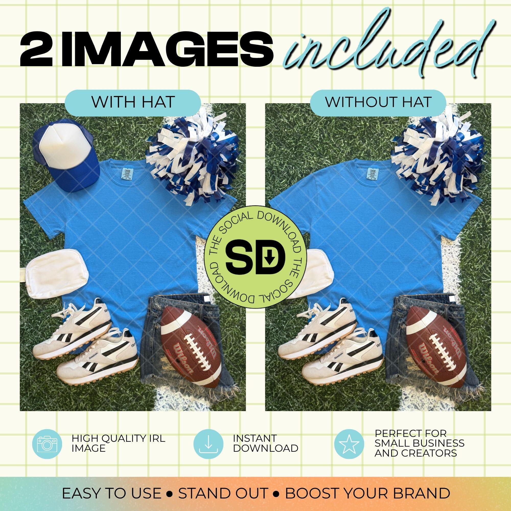 1717 Comfort Colors Royal Caribe Football Mock Up (1717-CC-Caribe-FB)