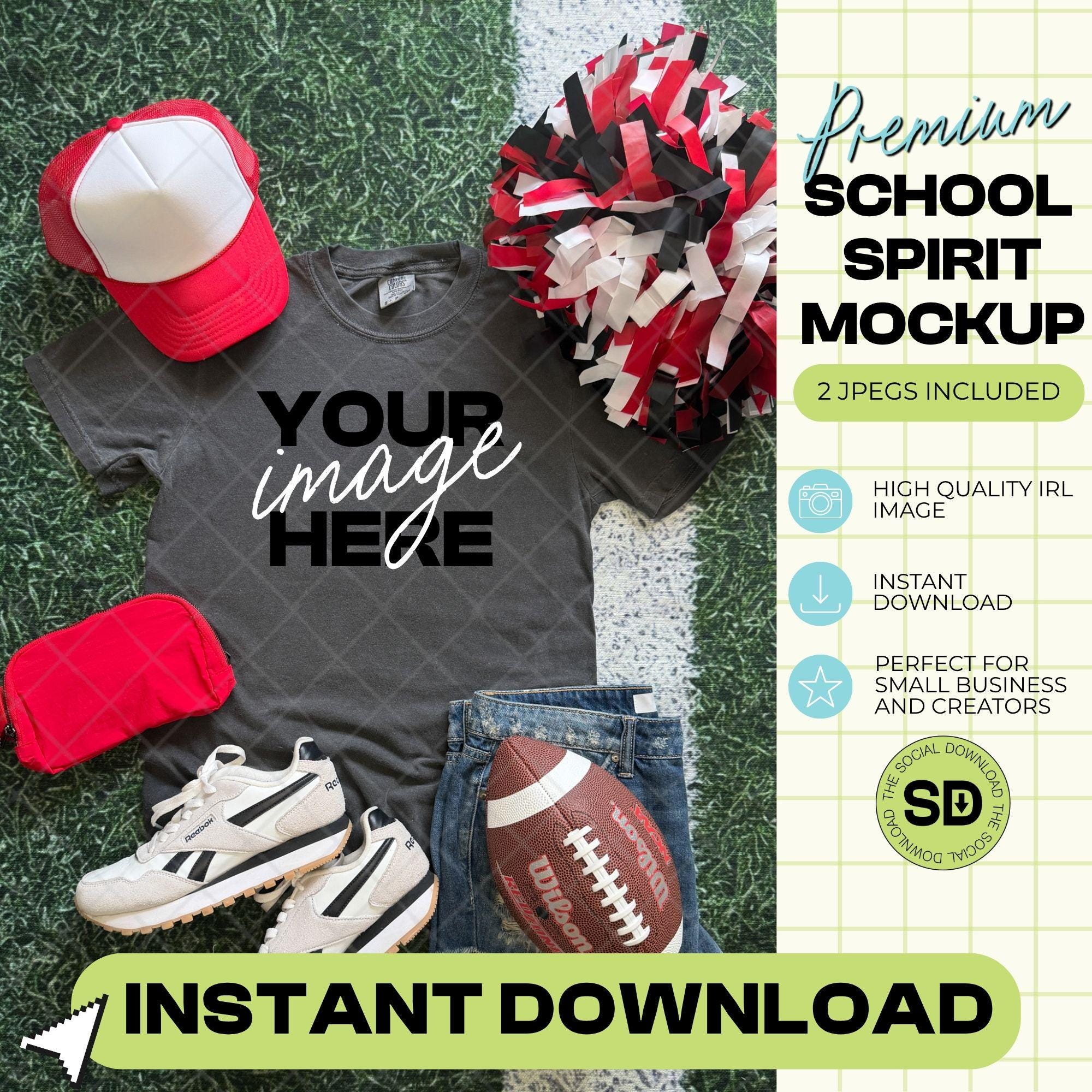 1717 Comfort Colors Pepper Football Mock Up- Red School Spirit Accessories (1717-CC-Pepper-FB-Red)