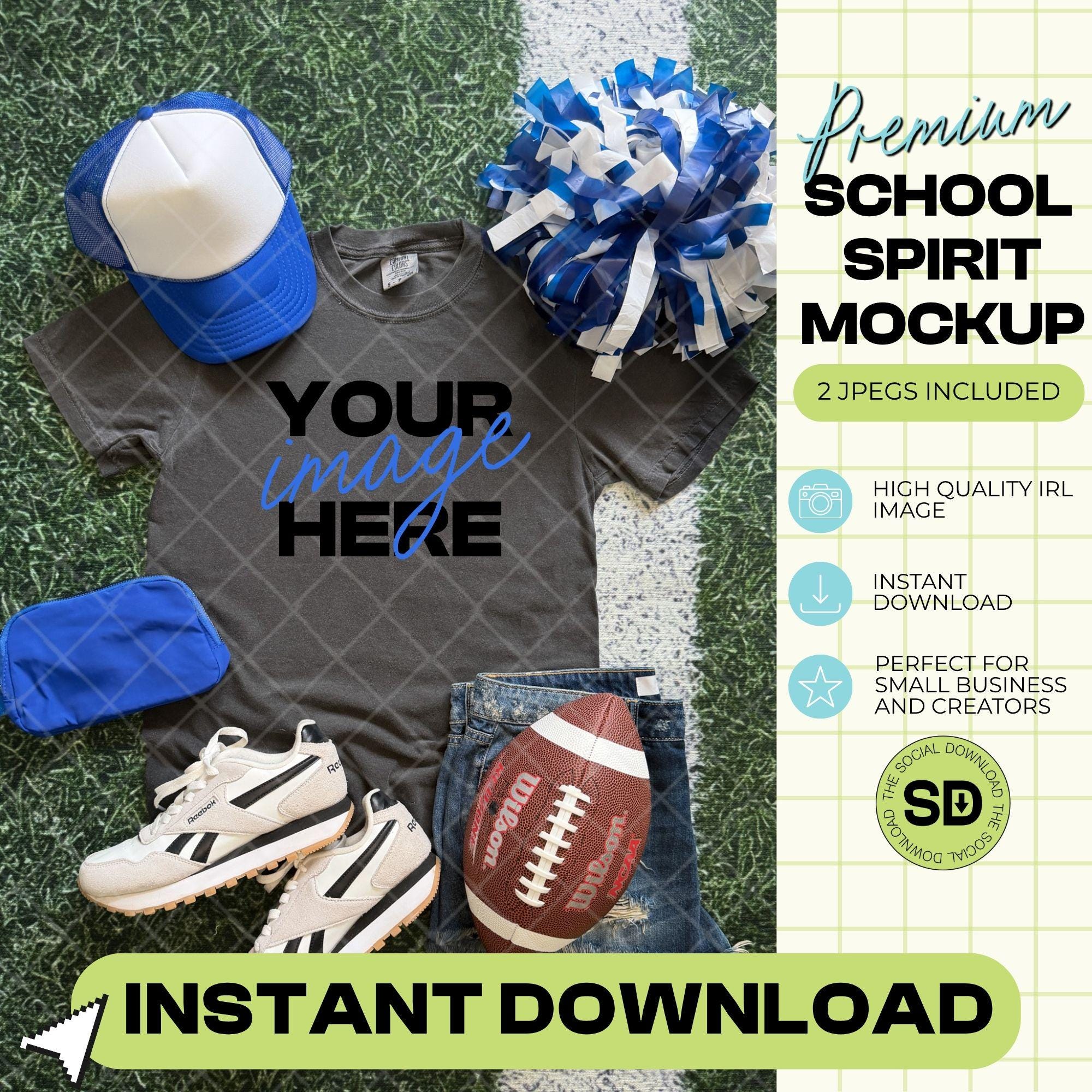 1717 Comfort Colors Pepper Football Mock Up- Royal School Spirit Accessories (1717-CC-Pepper-FB-Royal)
