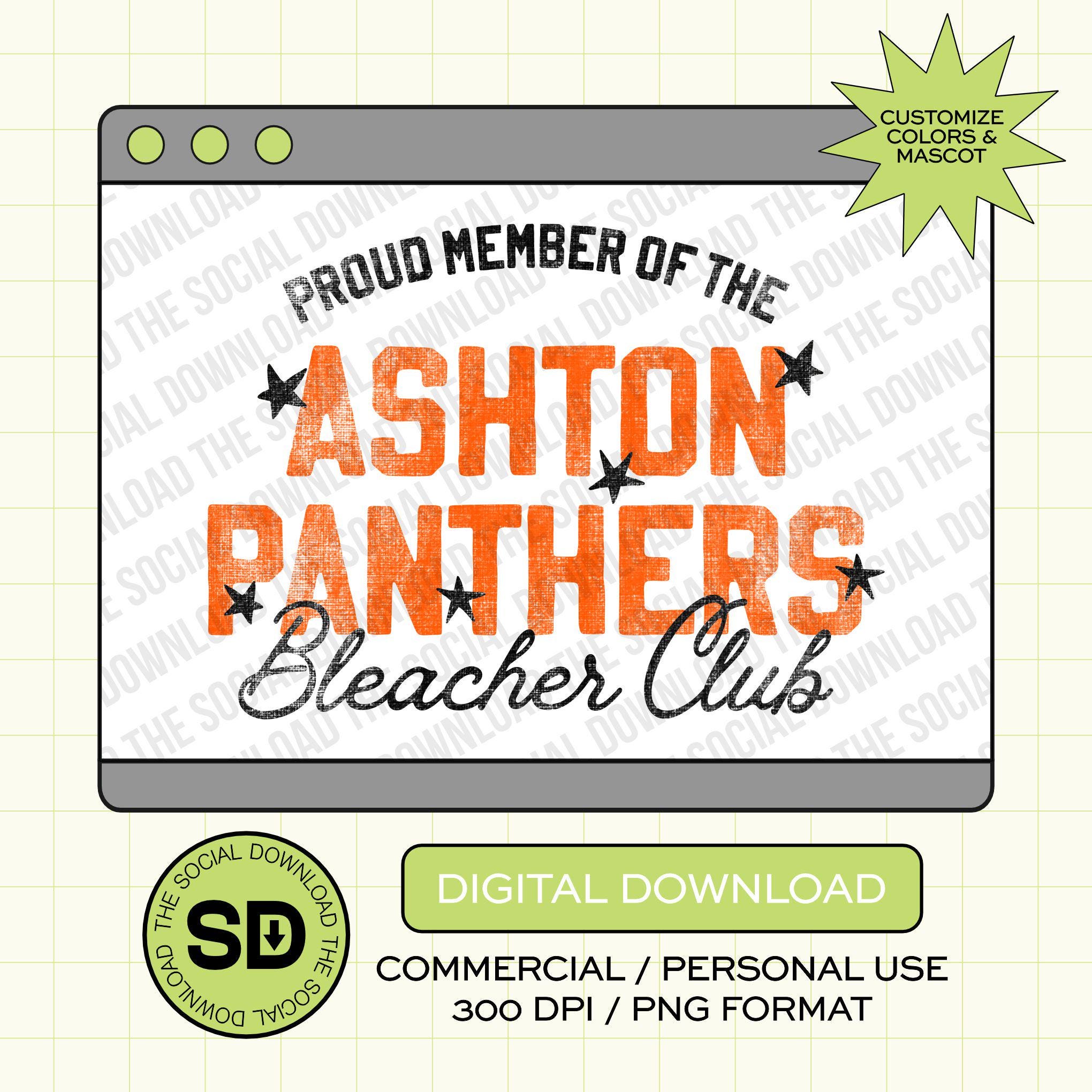 Proud Bleacher Club Member Custom School Spirit PNG Download File, custom school png, spirit png, DTF, Sublimation, dtg (SW1188)
