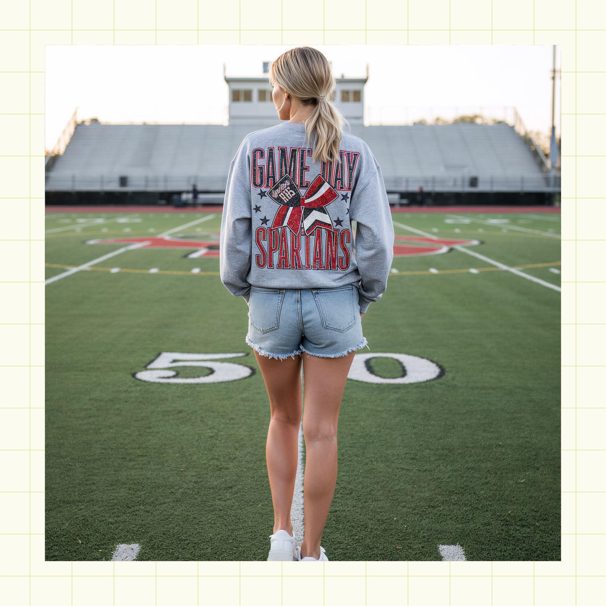Game Day Faux Glitter Bow Custom School Spirit PNG Download File, custom school png, spirit png, DTF, Sublimation, dtg (SW1195)