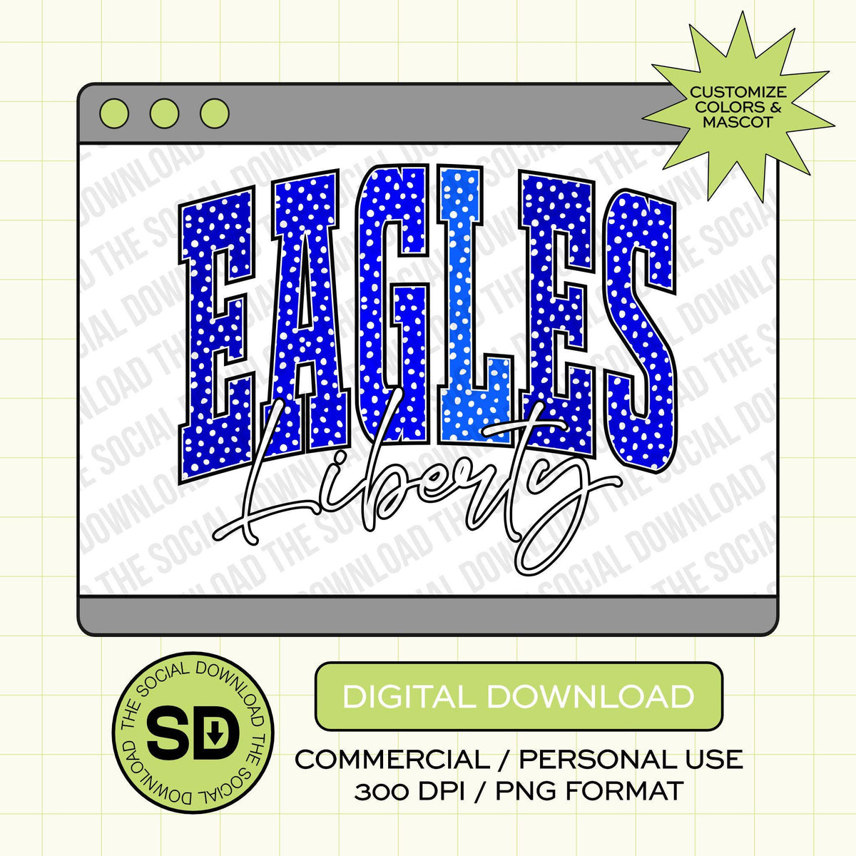 Trendy Ombre Polka Dot Mascot Custom School Spirit PNG File (SW1196-OMBRE)