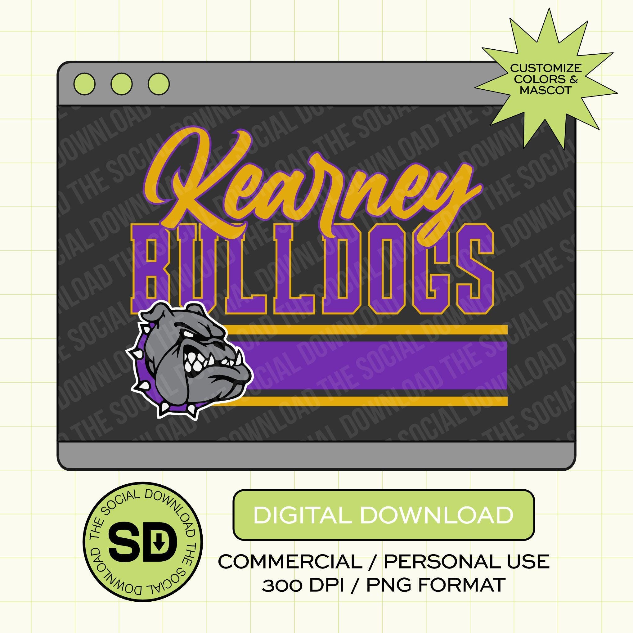 Stripe Stacked Mascot Custom School Spirit PNG Download File, custom school png, spirit png, DTF, Sublimation, dtg (SW1208)