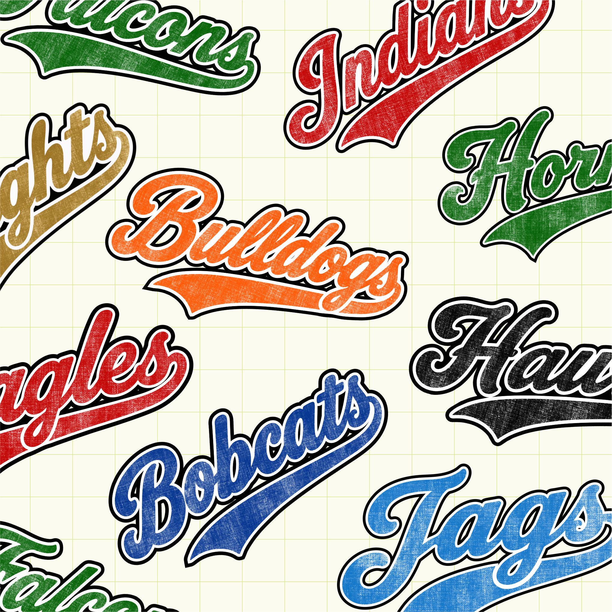 Retro Script Mascot Custom School Spirit PNG Download File, custom school png, spirit png, DTF, Sublimation, dtg (SW1217)