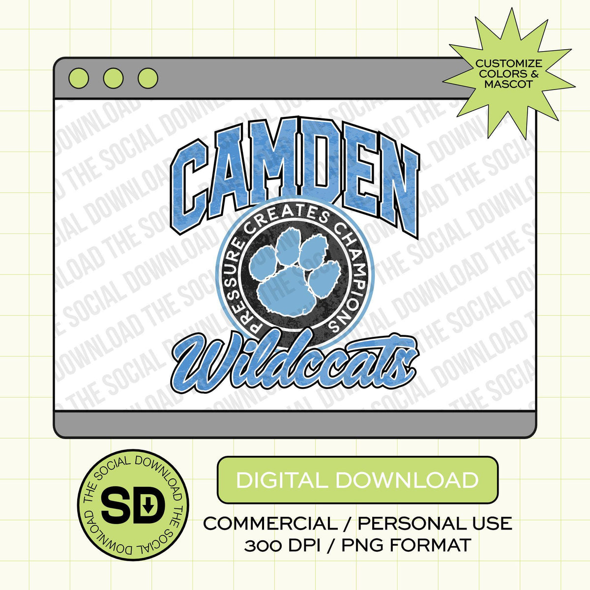 Champion Mascot Custom School Spirit PNG File (SW1221)