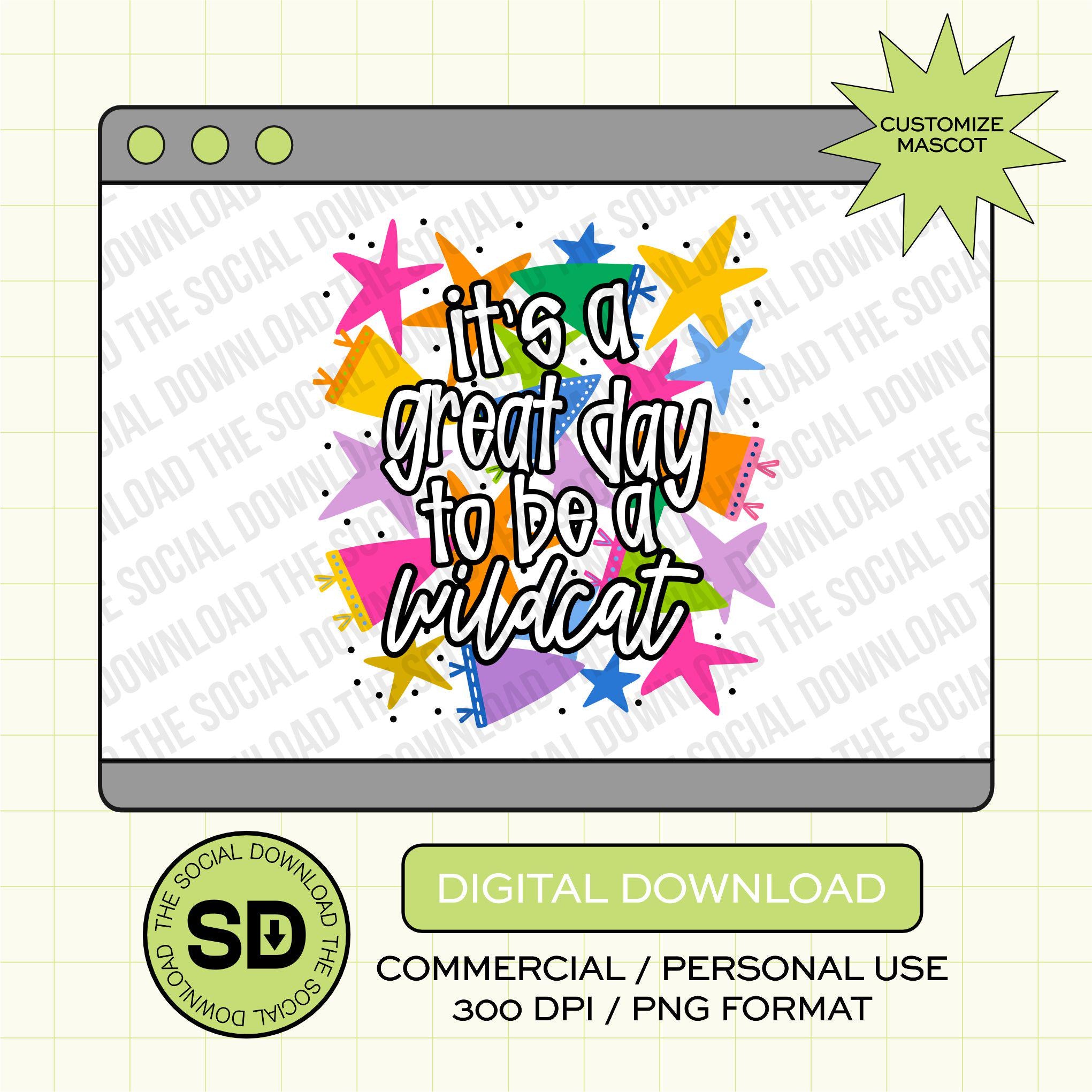 Colorful Confetti Mascot Custom School Spirit PNG Download File, custom school png, spirit png, DTF, Sublimation (SW1224)