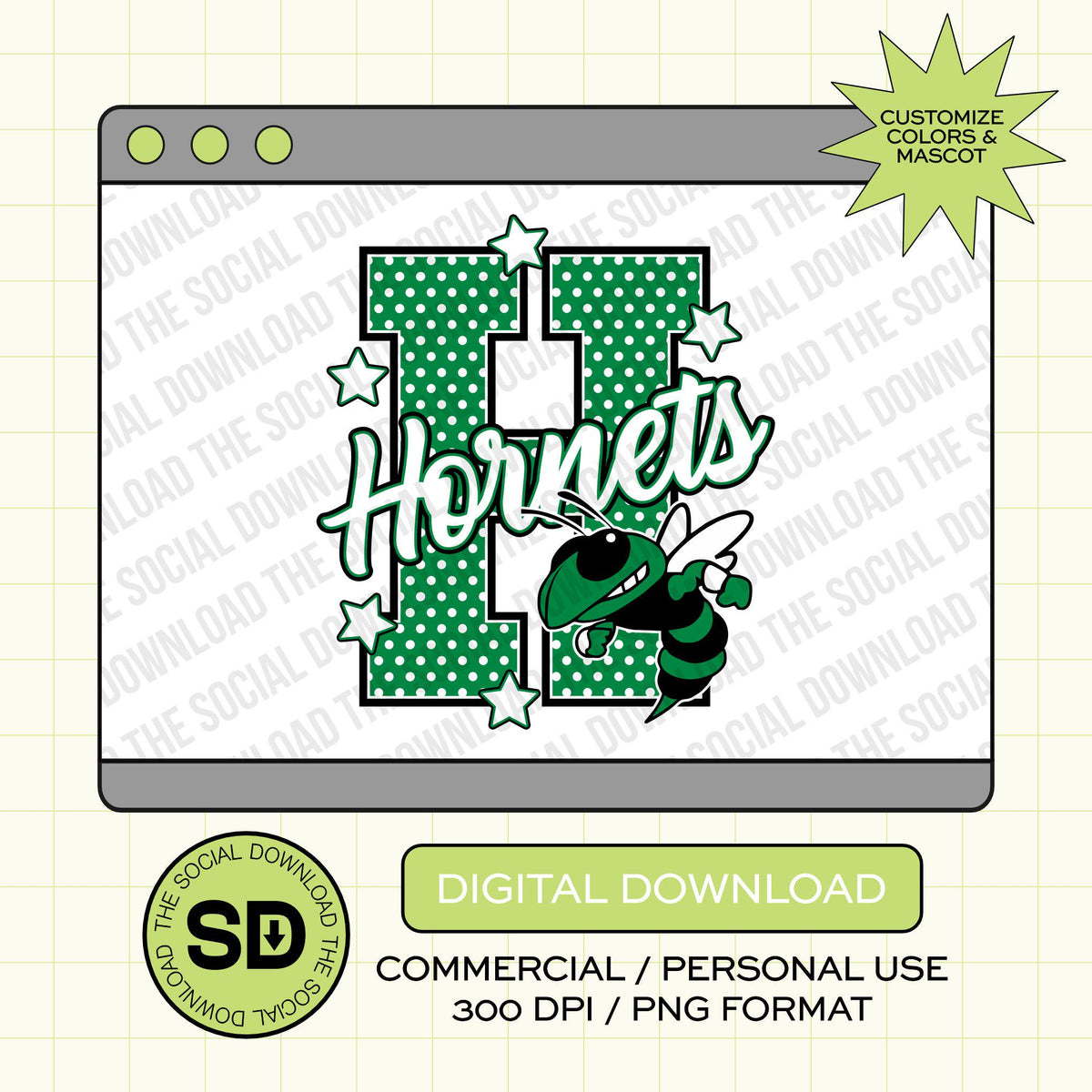 Trendy Dots Pattern Letter Mascot Custom School Spirit PNG Download File, custom school png, spirit png, DTF, Sublimation, (SW1232-DOTS)