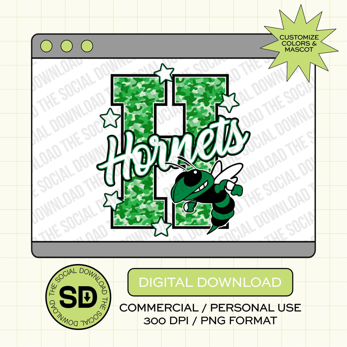 Trendy Camo Pattern Letter Mascot Custom School Spirit PNG Download File, custom school png, spirit png, DTF, Sublimation, (SW1232-CAMO)