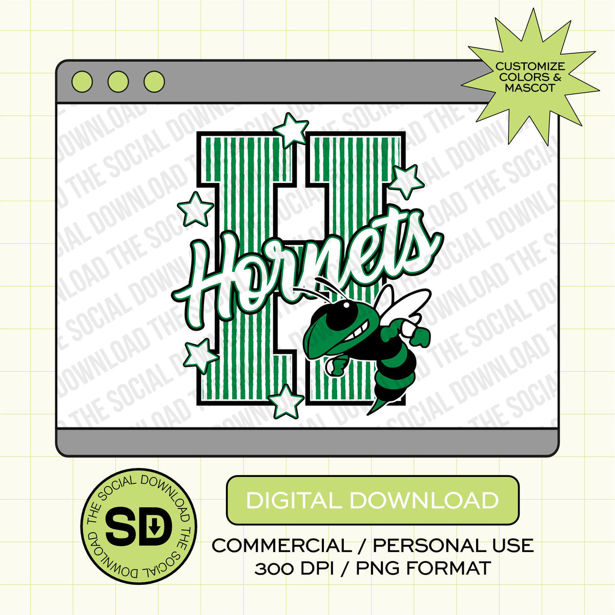 Trendy Stripes Pattern Letter Mascot Custom School Spirit PNG Download File, custom school png, spirit png, DTF,  (SW1232-STRIPES)