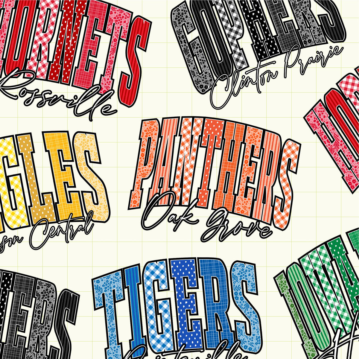 Trendy Pattern Mascot Custom School Spirit PNG Download File, custom school png, spirit png, DTF, Sublimation (SW1229)