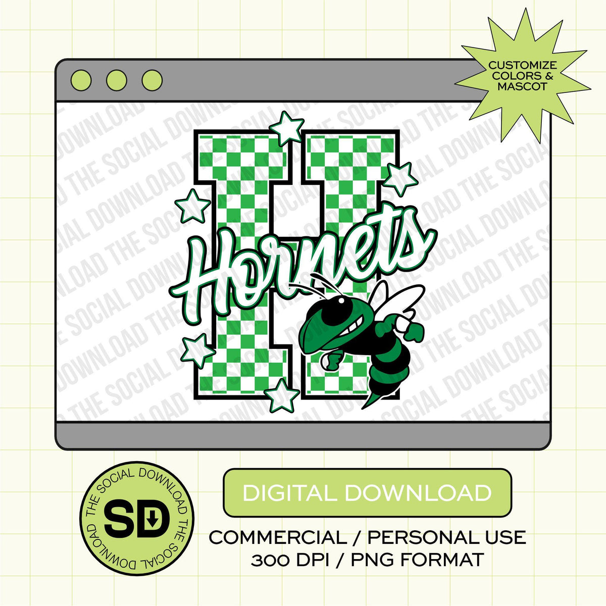 Trendy Checkerd Pattern Letter Mascot Custom School Spirit PNG Download File, custom school png, spirit png, DTF,  (SW1232-CHECK)